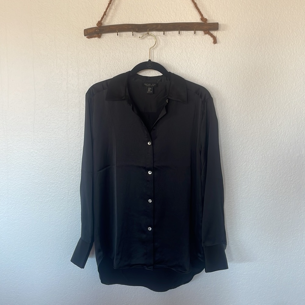 Rachel Zoe Black satin button down
